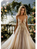 Beaded Lace Tulle Sexy Boho Beach Wedding Dress